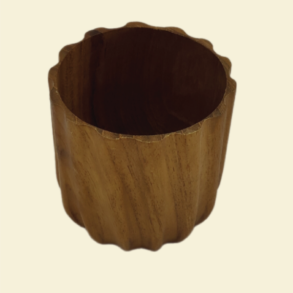 teak vertical line cup - Image 2